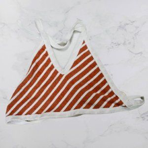 Brown and White Stripe Bikini Halter